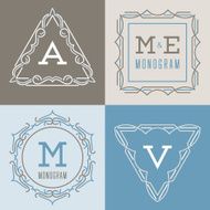 Set of logos templates in mono line style
