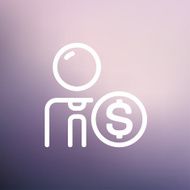 Businessman with dollar sign thin line icon N3