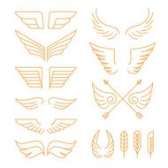 Vector set of linear icons - wings