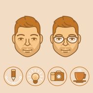 Vector graphic designer portrait and avatar in trendy linear style N2