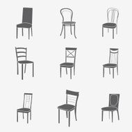 Chair icon set symbol furniture N4