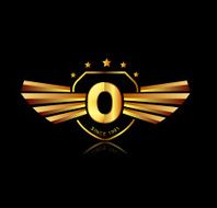 Letter O winged crests logo Alphabet logotype design concept
