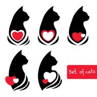 Set of the cats with hearts