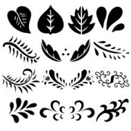 Set black silhouettes leaves