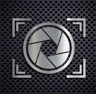 Flat metallic logo camera