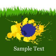Vector background - grassy soccer pitch and abstract Brazil flag N2