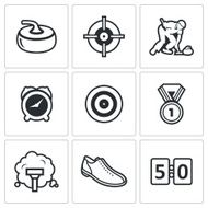 Curling icon set