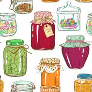 Colorful seamless pattern of mason jars