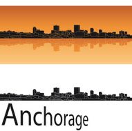 Anchorage skyline in orange background