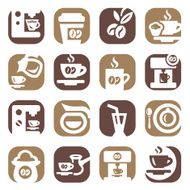 color coffee icons set N2