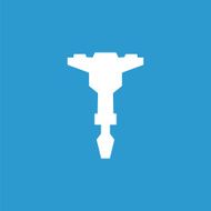 jackhammer icon white on the blue background