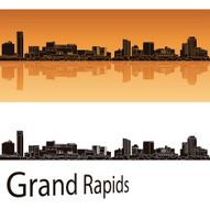 Grand Rapids skyline in orange background