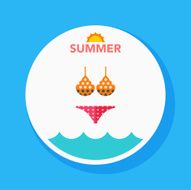 bikini flat icon with long shadow on circle background N2