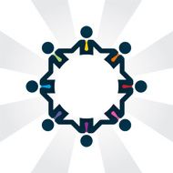 characters with colorful ties holding hands in a circle N2