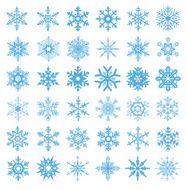 collection of 36 snowflakes vector