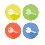 Vector Set of colored icons with key symbol