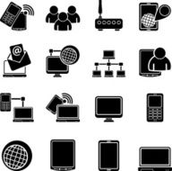 Silhouette Communication and technology equipment icons