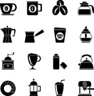 Silhouette different types of coffee industry icons N2