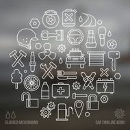 Auto service icons set and blurred background