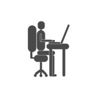 One person silhouette working with the computer vector