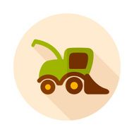 Combine harvester flat icon with long shadow N2
