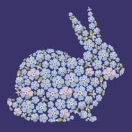 Easter design with bunny from flowers forget me nots