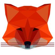 Abstract polygonal geometric triangle bright ginger fox isolated on white