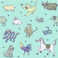 Chinese zodiac Seamless pattern