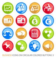 Business Icons on Circular Colored Buttons N3