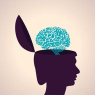 Thinking concept-Human head with brain N2