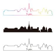 Turin skyline linear style with rainbow