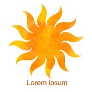 Watercolor sun rays flat icon closeup silhouette N2