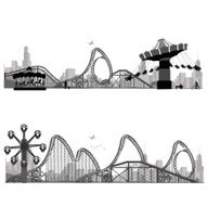 Vector illustration Roller Coaster Silhouette Carousel N4