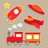 Set of cute vector colorful transport stickers N2