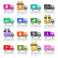 Set of truck colored icons