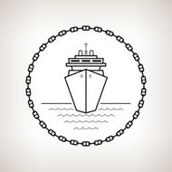 Silhouette cruise ship on a light background N2