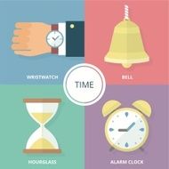 Flat vector illustration Time Modern flat colorful business icons set
