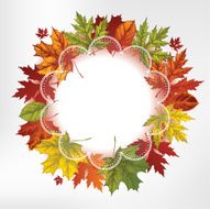 Wreath of autumn leaves hand-drawing Vector illustration
