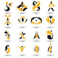 Set of different yellow abstract flat elements N9