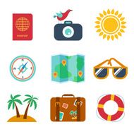 Icons of travel summer in the flat style N2