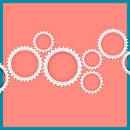 Abstract gear wheels on pink background
