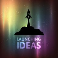 Rocket and white cloud icon in flat style vector illustration N2
