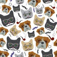 Cat and Dog Vector seamless pattern