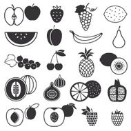Fruit silhouette icons set