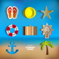 Paper Vector summer poster set made from papercut icons N3