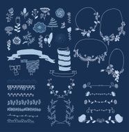 Big set of floral graphic design elements N15
