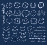 Big set of floral graphic design elements N16