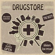 Vintage sign for the drugstores