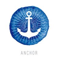 Watercolor nautical logo with an anchor