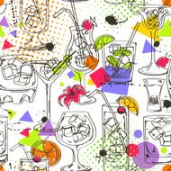 Sketch seamless pattern of cocktails